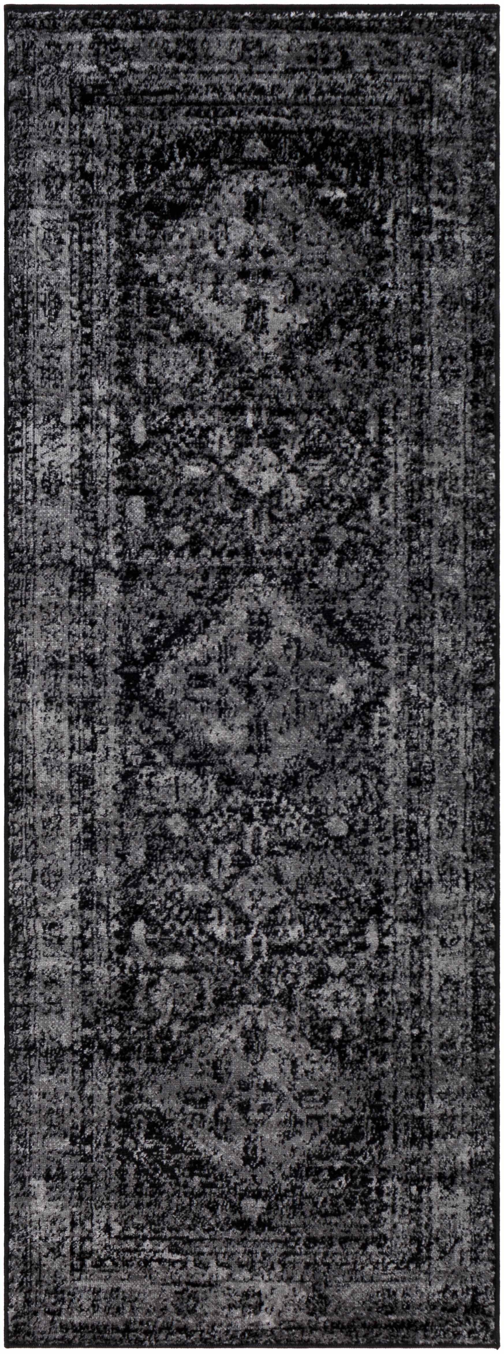 Toni Rug Boutique Rugs Toni Traditional Runner Rug - Black, Charcoal, Gray - 2'7 ...