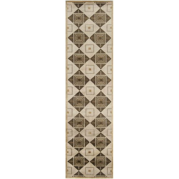 Boutique Rugs Tribune Farmhouse Runner Rug - Gray, Taupe, Dark Brown - 2'6" x 10' Runner