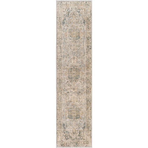 BoutiqueRugs Tuganay Traditional Runner Rug - Mustard, Teal, Blue - 2'7" x 7'3" Runner