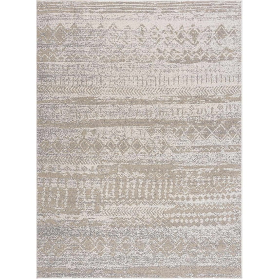 BoutiqueRugs Tupsan Bohemian, Transitional Area Rug - Machine Washable - Light Gray, Peach, Cream - 9'2" x 12'