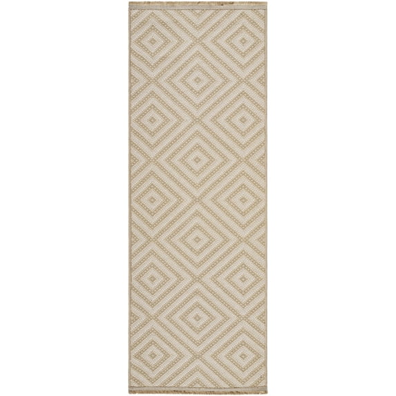 Boutique Rugs Uaine Bohemian Jute and Cotton Natural Fiber Runner Rug - Boho High Low Textured Geometric Area Rug for Hallway - Machine Washable - Tan, Beige, Cream - 2'7" x 7'3" (2x7 Runner Rug)