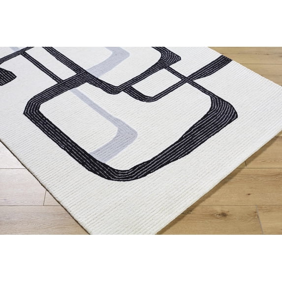 BoutiqueRugs Ulfah Contemporary Area Rug - Ash, Jet Black - 18" x 18" Sample