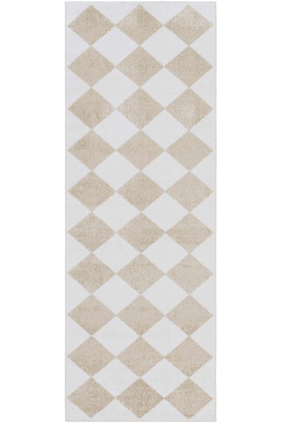 BoutiqueRugs Ulric Contemporary Runner Rug - Machine Washable - Cream, Yellow - 2'7" x 7'3" Runner