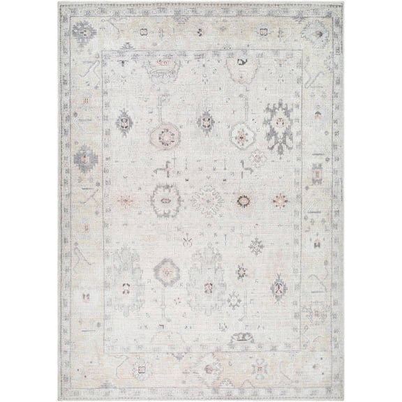BoutiqueRugs Beige Oriental Traditional 8x10 Large Area Rug Tan Light Gray Dusty Pink Umeko Great Room Open Concept Master Bedroom Large Dining Room 7'10" x 10' Stain Resistant Non-Shedding
