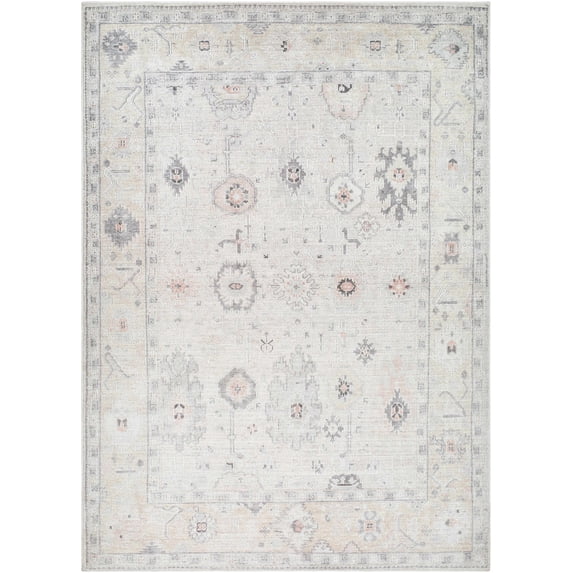 BoutiqueRugs Umeko Traditional Area Rug - Peach, Light Gray, Gray - 9'11" x 14'