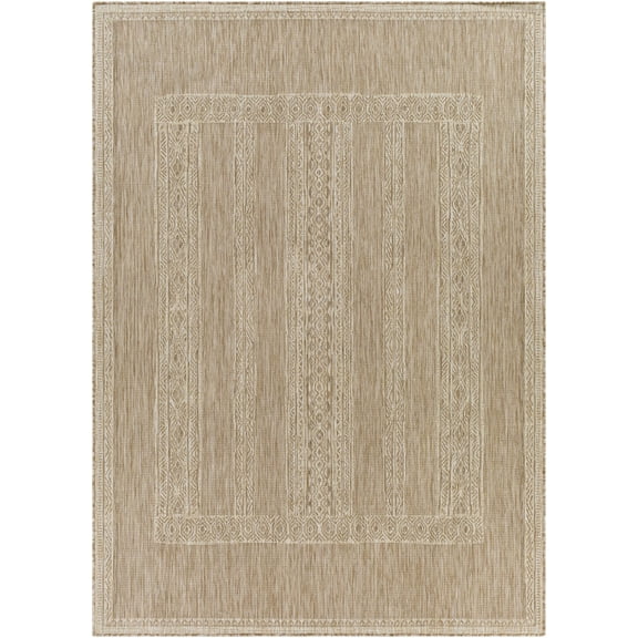 BoutiqueRugs Unidos Bohemian, Transitional Area Rug - Outdoor Safe - Tan, Cream, Peach - 5'3" x 7'