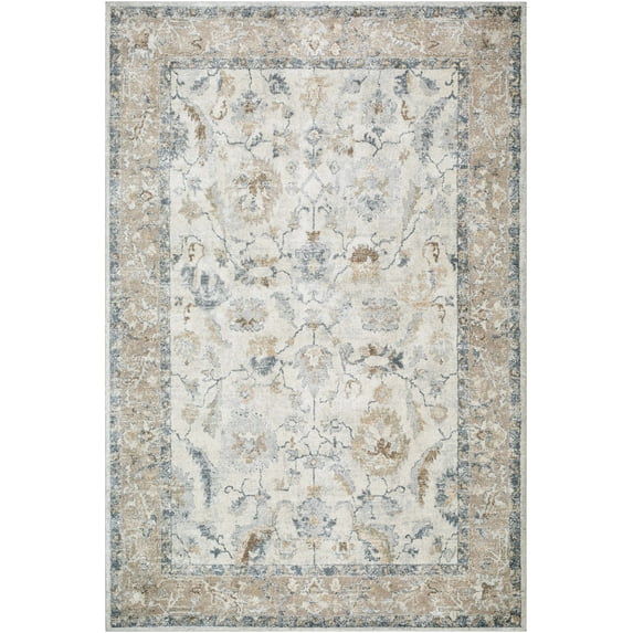 BoutiqueRugs Uriel Traditional Area Rug - Light Silver, Ash, Metallic Silver - 5'3" x 7'