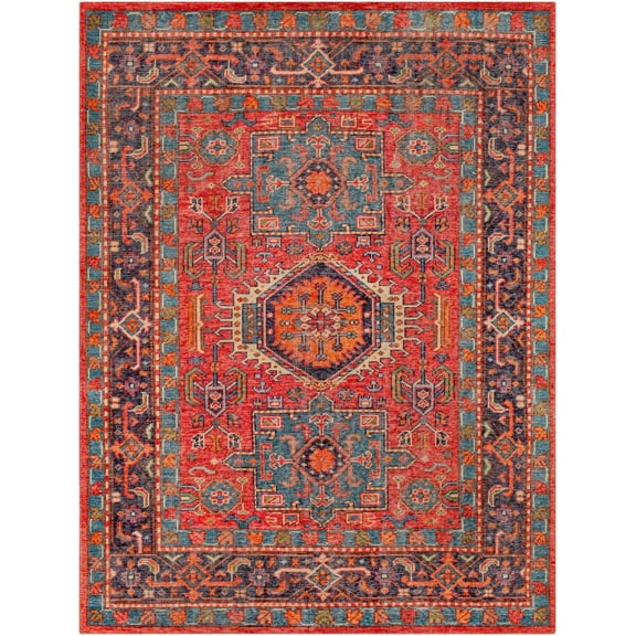 BoutiqueRugs Uzundere Traditional Area Rug - Red, Blue, Lime Green - 6' x 9'