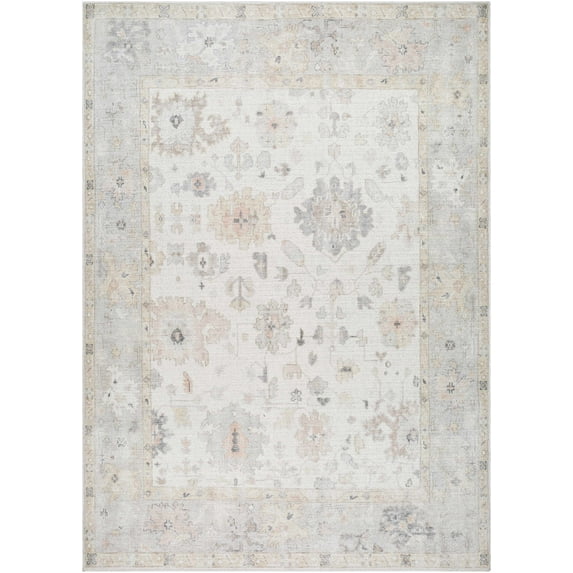 BoutiqueRugs Valko Traditional Area Rug - Taupe, Light Gray, Gray - 7'10" x 10'