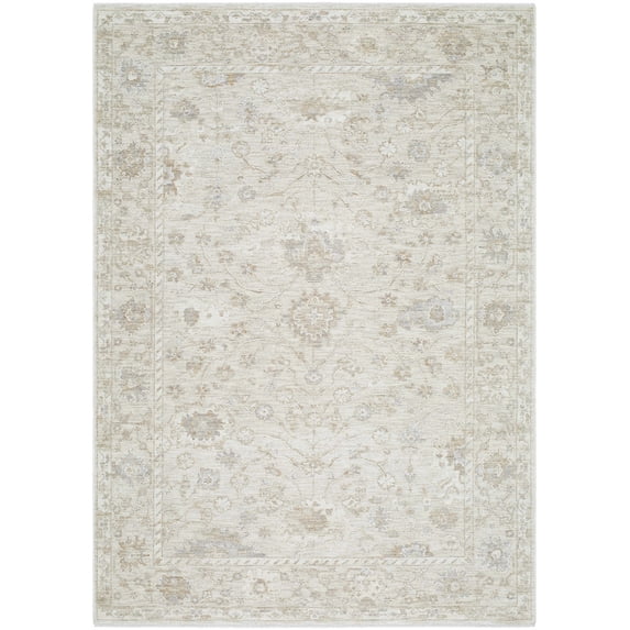 BoutiqueRugs Vaman Traditional Area Rug - Light Silver, Sterling Gray - 9'4" x 13'1"