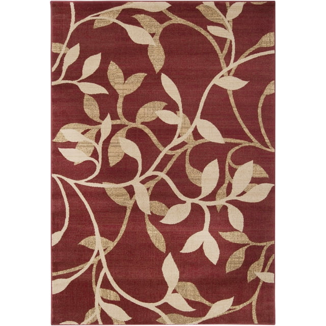 BoutiqueRugs Vancleave Contemporary Floral Area Rug - Modern Patterned Leaf Carpet for Living Room, Bedroom - Rust, Sage, Cream - 5'3" x 7'7" (5x7)