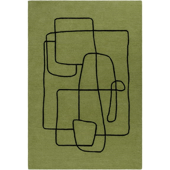 BoutiqueRugs Vatsa Contemporary Area Rug - Jet Black, Lime Green - 2' x 3'