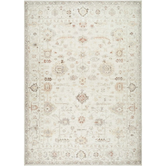 BoutiqueRugs Verna Traditional Area Rug - Ivory, Peach, Gray - 7'10" x 10'