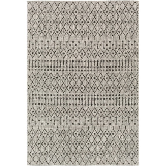BoutiqueRugs Wallkill Bohemian, Transitional Area Rug - Outdoor Safe - Black, Charcoal, Taupe - 2' x 2'11"