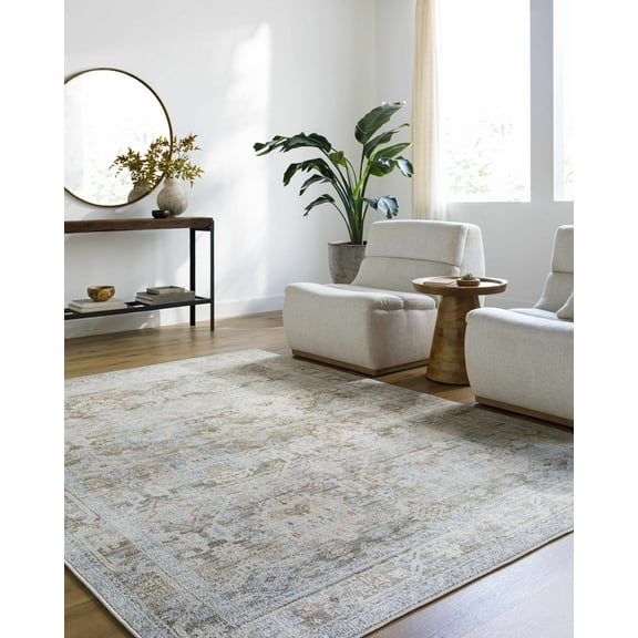 BoutiqueRugs Waqar Traditional Area Rug - Olive, Medium Brown, Denim - 2'1" x 3'9"