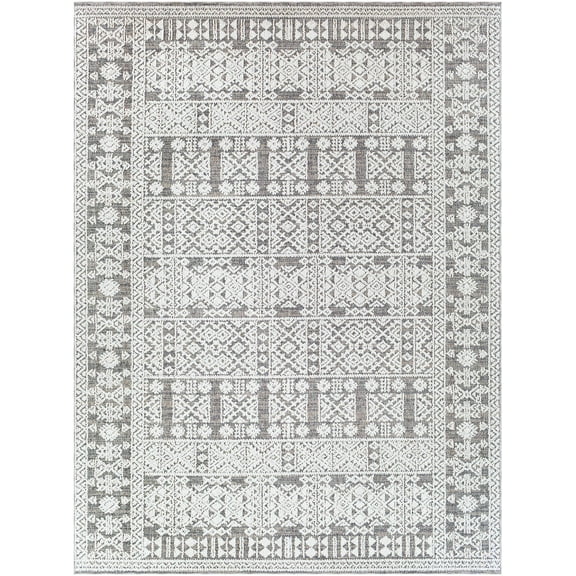 BoutiqueRugs Ware Bohemian, Transitional Area Rug - White, Gray, Black - 2' x 2'11"