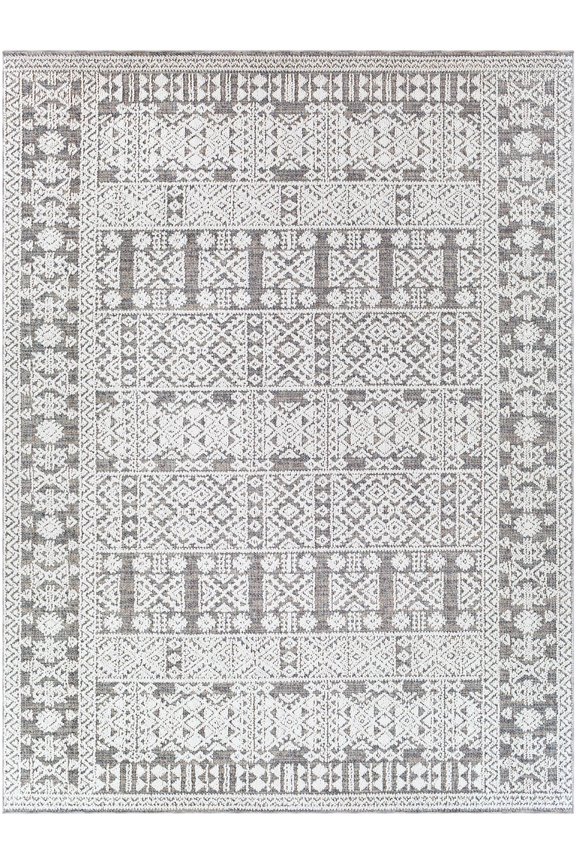 BoutiqueRugs Ware Bohemian, Transitional Area Rug - White, Gray, Black - 2' x 2'11"