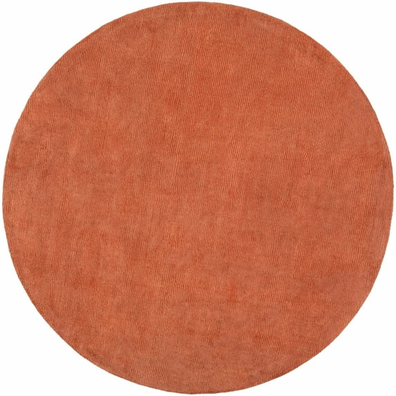 BoutiqueRugs Welch Boho Hand Loomed Wool Natural Fiber Soft Area Rug - Modern Minimalist Solid Color Carpet for Living Room, Bedroom - Burnt Orange - 6' Round
