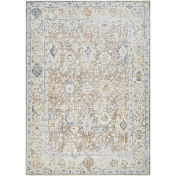 BoutiqueRugs Widad Traditional Area Rug - Mustard, Beige, Denim - 5'2" x 7'