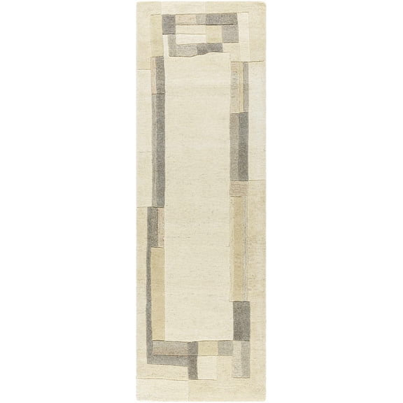 BoutiqueRugs Xylon Contemporary Runner Rug - Light Silver, Warm Gray, Sage - 2'6" x 8' Runner