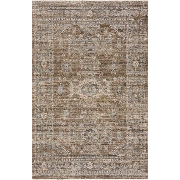 BoutiqueRugs Yamir Farmhouse Area Rug - Machine Washable - Outdoor Safe - Dark Brown, Sage Green - 7'10" x 10'