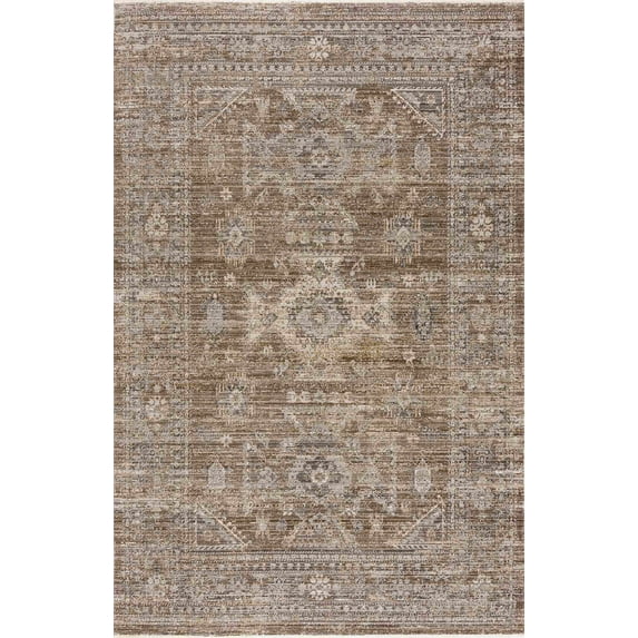 BoutiqueRugs Yamir Farmhouse Area Rug - Machine Washable - Outdoor Safe - Dark Brown, Sage Green - 7'10" x 10'