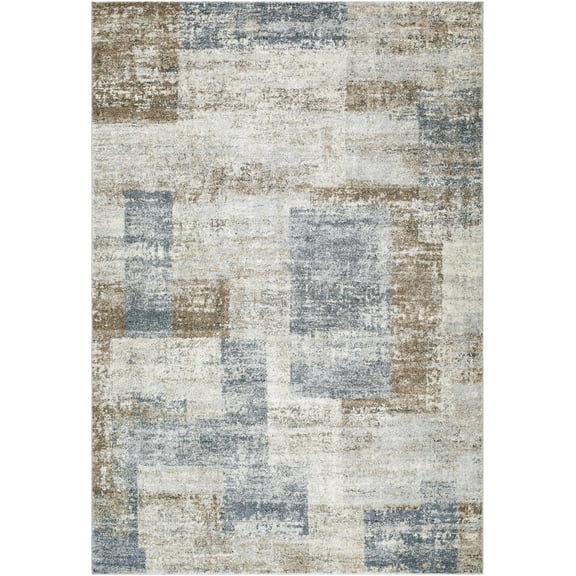 BoutiqueRugs Yasma Contemporary Area Rug - Peach, Light Gray, Gray - 6'7" x 9'2"