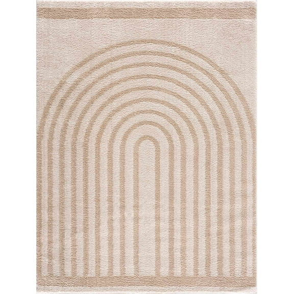 BoutiqueRugs Yasuo Contemporary Area Rug - Machine Washable - Peach, Beige - 2' x 2'11"