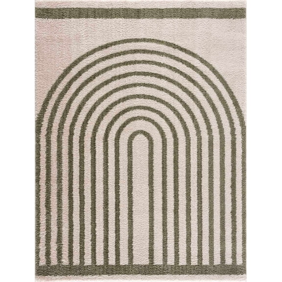 BoutiqueRugs Yasuo Contemporary Area Rug - Machine Washable - Peach, Lime Green - 2' x 2'11"