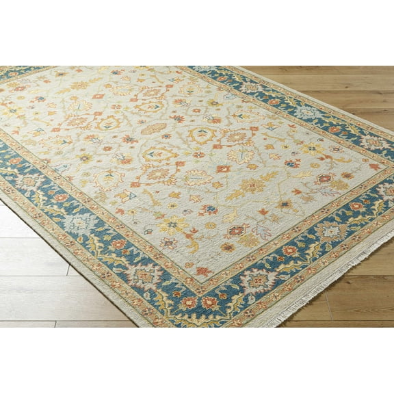 BoutiqueRugs Yenimahalle Farmhouse Area Rug - Beige, Burnt Orange, Ice Blue - 6' x 9'