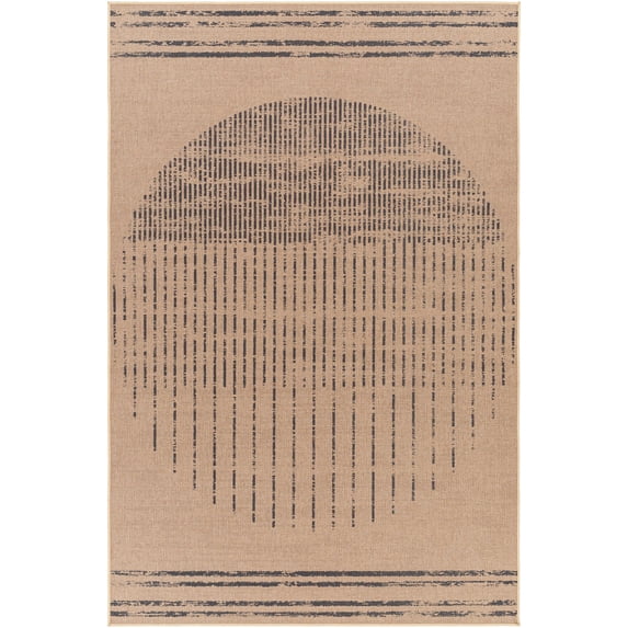 BoutiqueRugs Yuki Abstract Washable Jutely Area Rug - Machine Washable - Mocha, Taupe, Soft White - 5' x 8'