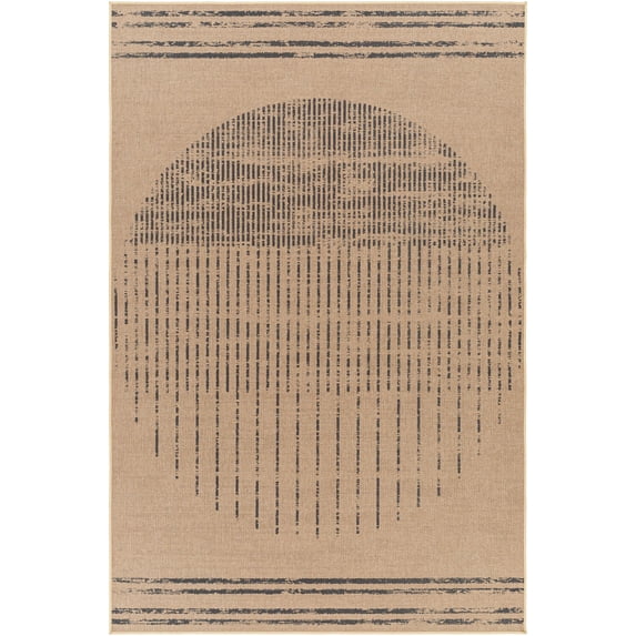 BoutiqueRugs Yuki Abstract Washable Jutely Area Rug - Machine Washable - Mocha, Taupe, Soft White - 8' x 10'