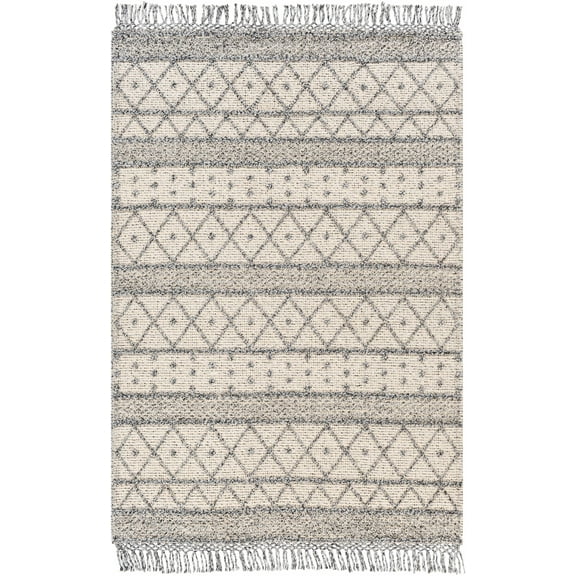 BoutiqueRugs Yuko Bohemian, Transitional Area Rug - Slate Blue, Charcoal, Off White - 5' x 7'6"