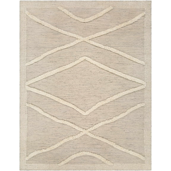 BoutiqueRugs Yutu Bohemian, Transitional Area Rug - Beige, Cream, Charcoal - 18" x 18" Sample