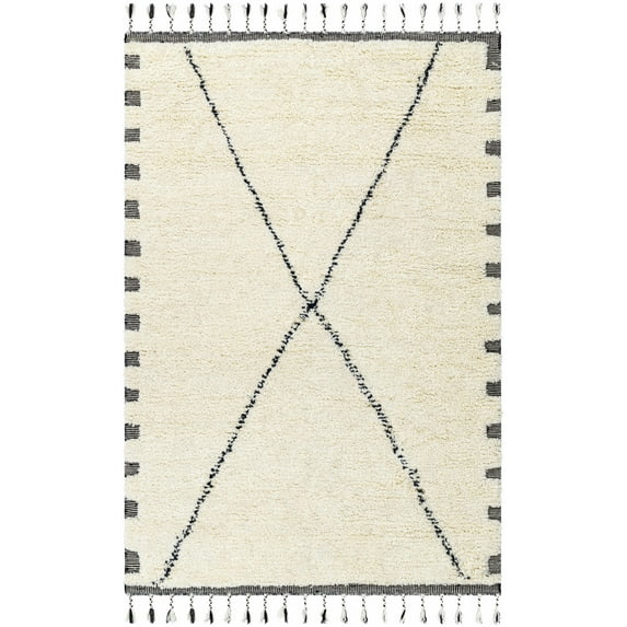 BoutiqueRugs Zajac Bohemian, Transitional Area Rug - Ivory, Charcoal, Slate Blue - 2' x 3'