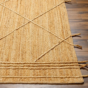 BoutiqueRugs Zeno Contemporary Area Rug - Straw, White Tonal, Dark Brown - 2' x 3'