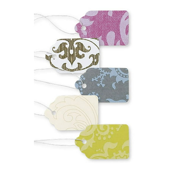 SSWBasics Boutique Strung Colorful Damask Paper Price Tag Assortment - 1 1/16"W x 1 5/8"H - Pack of 500ics