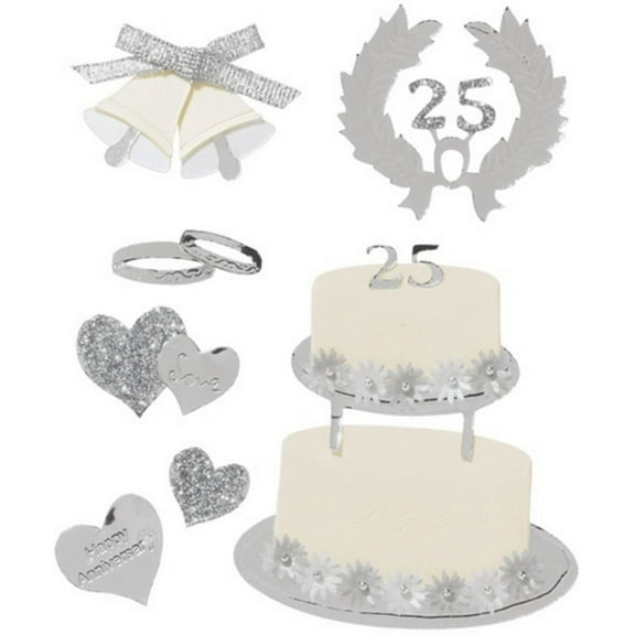 Boutique Themed Ornate Stickers Silver Anniversary