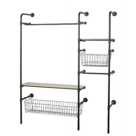 SSWBasics Boutique Vintage Outrigger System Kit 1 - Vintage Hand Distressed Industrial Clothing Rack Wall Closet System Kit 1 - Boutique Display Rack Industrial Clothing Rack Wall Mounted