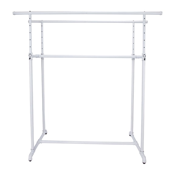 SSWBasics Boutique White Pipe Double Rail H-Rack
