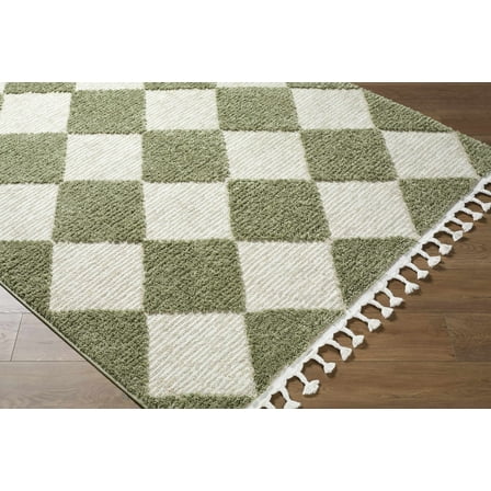 Boutique Rugs Aitana Contemporary Area Rug - Olive, Medium Gray, Cream - 6'7" x 9'