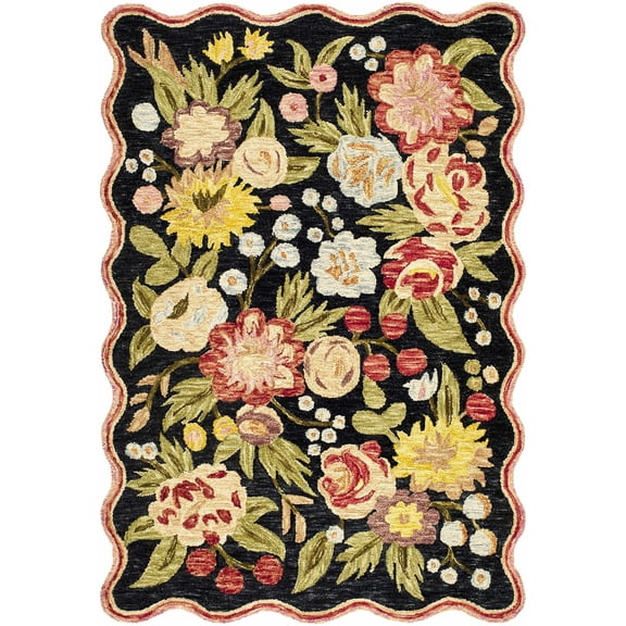 BoutiqueRugs Rapallo Bohemian, Transitional Area Rug - Charcoal, Dark Pink, Olive - 5' x 7'6"