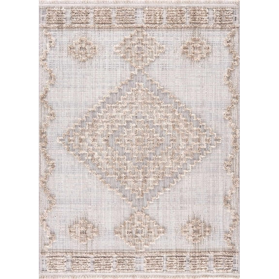 BoutiqueRugs Ampusungan High Low Area Rug - Charcoal, Cream, Beige - 2' x 3'