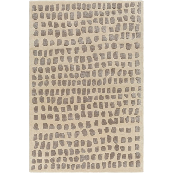 BoutiqueRugs Arjan Wool & Viscose Mosaic Area Rug - Khaki, Taupe, Off White - 2' x 3'