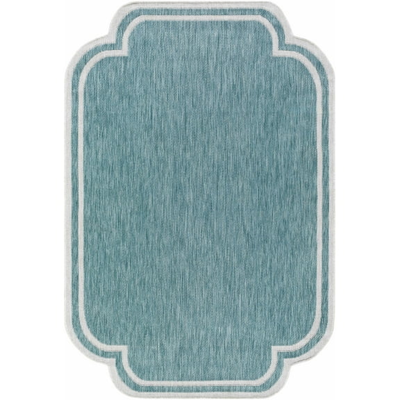 BoutiqueRugs Arnola Traditional Area Rug - Outdoor Safe - Aqua, Cream - 2'4" x 3'9"
