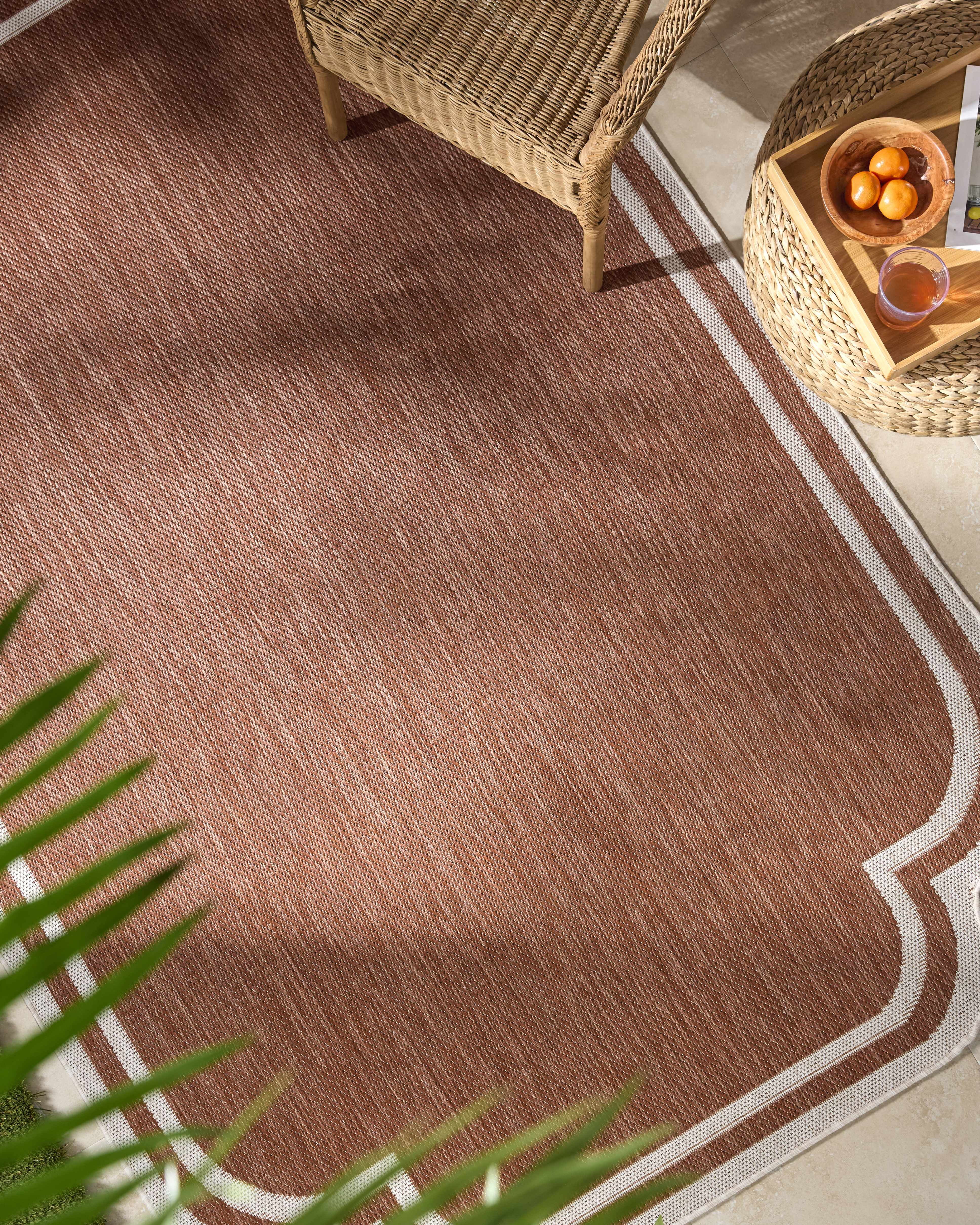 BoutiqueRugs Arnola Traditional Runner Rug - Outdoor Safe - Burnt Orange, Cream - 2'7" x 7'3" Runner