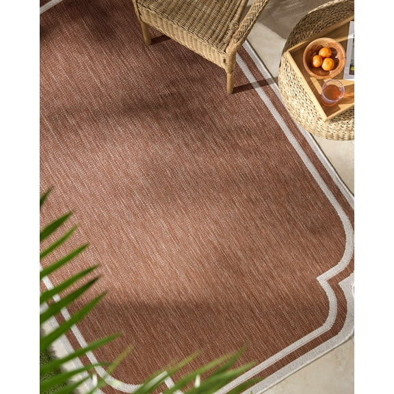 BoutiqueRugs Arnola Traditional Runner Rug - Outdoor Safe - Burnt Orange, Cream - 2'7" x 7'3" Runner