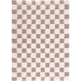 thumbnail image 1 of BoutiqueRugs Atira Pink Checkered Shag Area Rug - Cream, Rose Gold - 8'10" x 12', 1 of 14