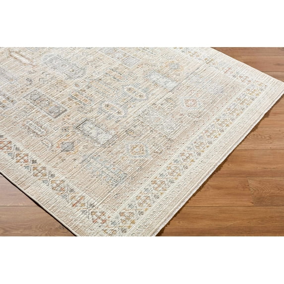 BoutiqueRugs Biming Traditional Area Rug - Machine Washable - Beige, Cream, Taupe - 5'3" x 7'