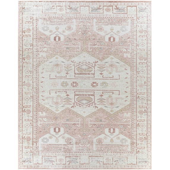BoutiqueRugs Blush & Light Pink Collection Kendal Bohemian Oriental Medallion Large Area Rug - Traditional Floral Carpet for Living Room - Blush, Pale Pink, Cream - 7'10" x 9'6" (8x10 Area Rug)